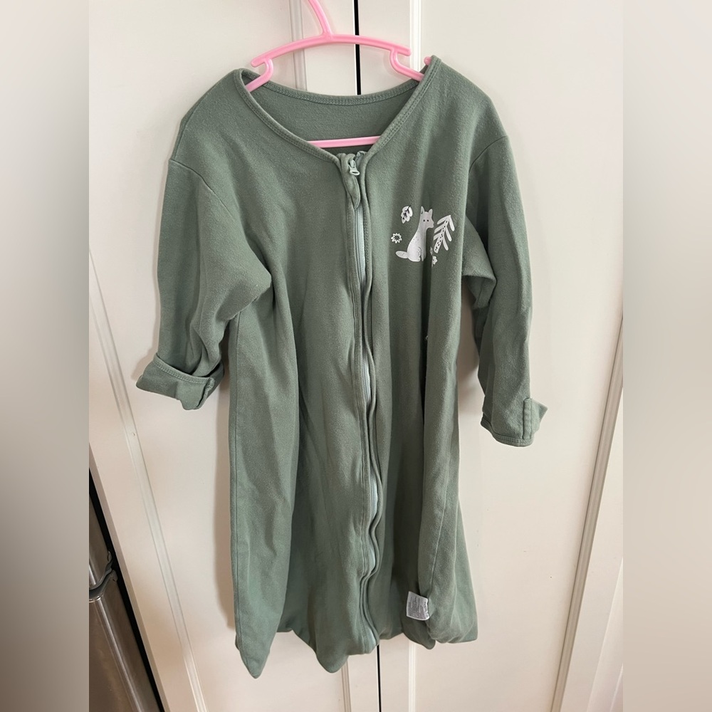 Green Zip-Up Robe with White Embroidery 18-24m